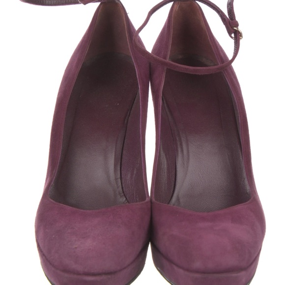 GUCCI Suede Pump Sz 9.5 Purple Bottoms Resoled 4.5 In Heel .5 In Platform Womens - Picture 2 of 13